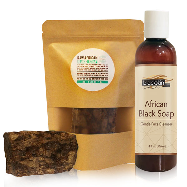 Detoxing African Black Soap Bar and Liquid Wash Bundle